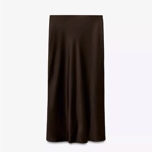 Zara Satin Effect Midi Skirt